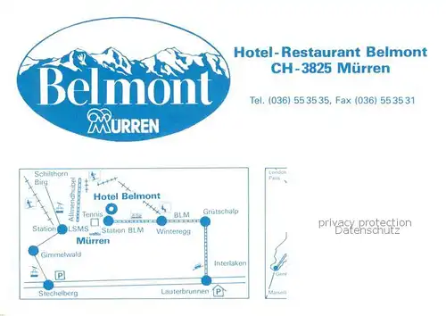 AK / Ansichtskarte Muerren_BE Hotel Restaurant Belmont Muerren_BE