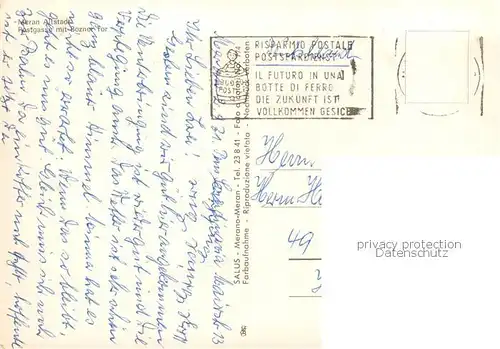 AK / Ansichtskarte Meran_Merano Altstadt Postgasse Bozner Tor Meran Merano