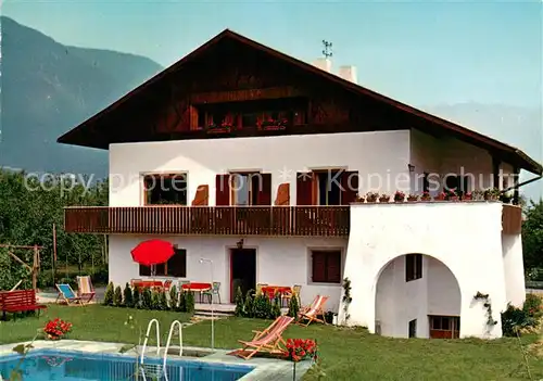 AK / Ansichtskarte Lana_Meran Garni Pension Erlengut Swimming Pool Lana_Meran