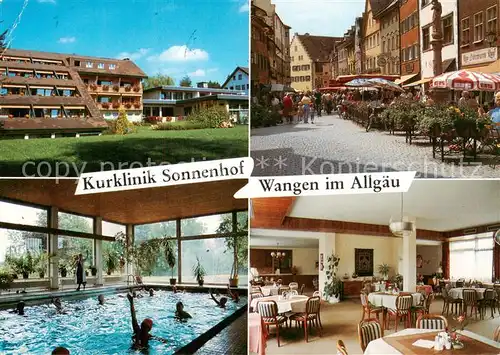 AK / Ansichtskarte Wangen_Allgaeu Kurklinik Sonnenhof Hallenbad Restaurant Stadtzentrum Wangen Allgaeu