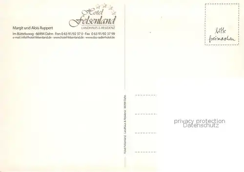 AK / Ansichtskarte Dahn Hotel Felsenland Gastraeume Teich Park Dahn