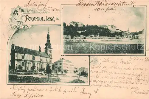 AK / Ansichtskarte Lysa__nad_Labem_Lissa_Elbe_CZ Teilansichten m. Kirche 