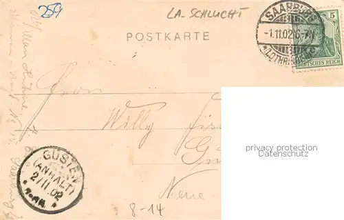 AK / Ansichtskarte La_Schlucht_88_Gerardmer_Vosges Deutsch Franzoesische Grenze a. d. Strasse v. Gerardmer nach Muenster 