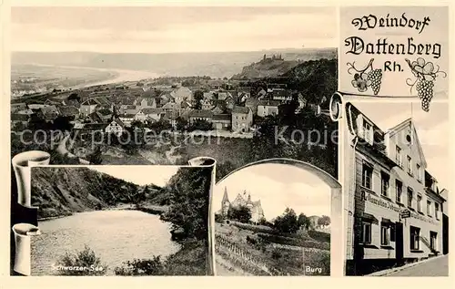 AK / Ansichtskarte Dattenberg Gesamtansicht u. Schwarzer See   Burg Dattenberg