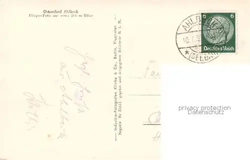 AK / Ansichtskarte Ahlbeck_Ostseebad Fliegeraufnahme Ahlbeck_Ostseebad