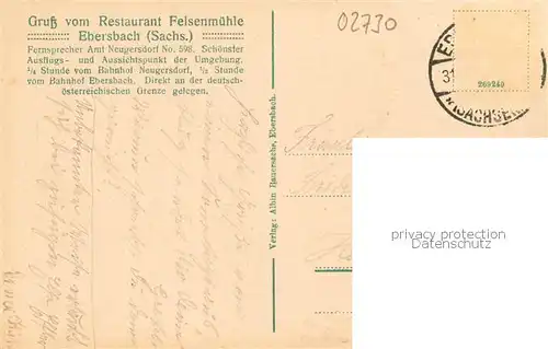 AK / Ansichtskarte Ebersbach_Sachsen Restaurant Felsenmuehle Aussenansicht m. Kutsche Ebersbach Sachsen