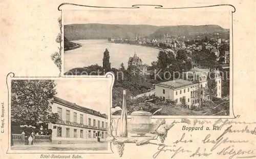 AK / Ansichtskarte Boppard_Rhein Teilansicht m. Hotel Restaurant Salm Boppard Rhein