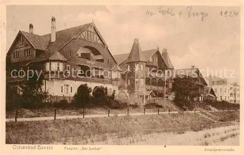 AK / Ansichtskarte Bansin_Ostseebad Pension Der Seehof Aussenansicht m. Strandpromenade Bansin_Ostseebad