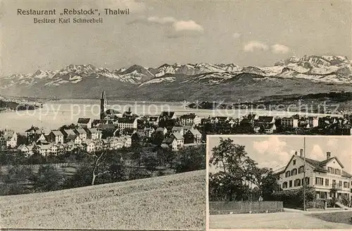 AK / Ansichtskarte Thalwil_Thalweil_ZH Gesamtansicht m. Panorama u. Restaurant Rebstock 