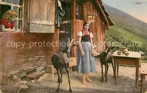 AK / Ansichtskarte Landwirtschaft Frau mit Ziegen 