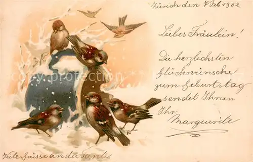 AK / Ansichtskarte Voegel Voegel in Winter 