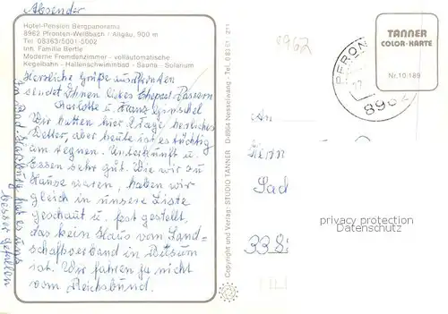AK / Ansichtskarte Weissbach_Pfronten Hotel Pension Bergpanorama Restaurant Hallenbad Weissbach Pfronten