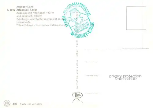 AK / Ansichtskarte Altaussee_Steiermark_AT Augstsee mit Atterkogel und Greimuth Totes Gebirge 