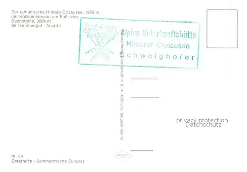 AK / Ansichtskarte Gosau_Salzkammergut_AT Hinterer Gosausee Holzmeisteralm am Fusse des Dachstein 