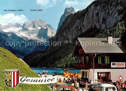 AK / Ansichtskarte Gosau_Salzkammergut_AT Ausflugsziel Gosausee mit Blick zum Hohen Dachstein und Gosaugletscher Dachsteingebirge 
