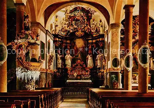 AK / Ansichtskarte Traunkirchen_AT Inneres der Wallfahrtskirche Fischerkanzel Altar 