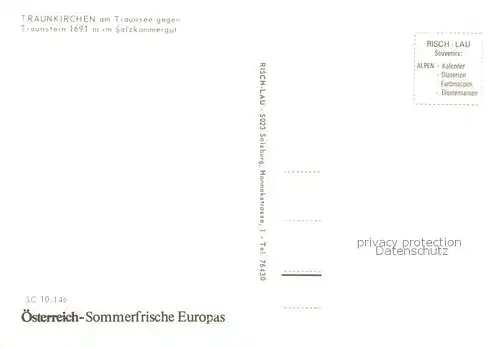 AK / Ansichtskarte Traunkirchen_AT Uferpartie am Traunsee Ortsansicht mit Kirche und Traunstein 