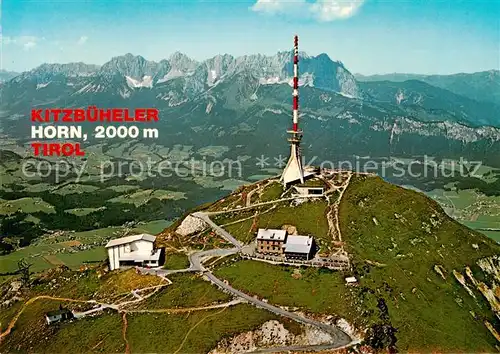 AK / Ansichtskarte Kitzbueheler Horn_Tirol_AT Gipfelhaus Restaurant Sender Blick auf Grossglockner Grossvenedigermassiv 