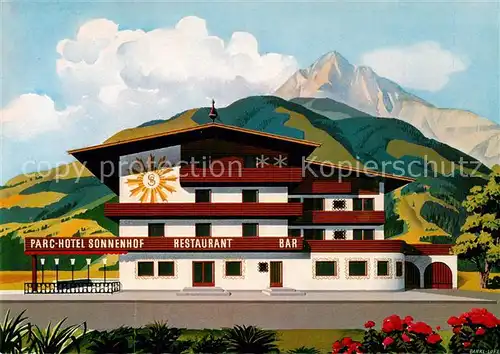 AK / Ansichtskarte St_Johann_Tirol Parc Hotel Sonnenhof Illustration Kuenstlerkarte St_Johann_Tirol