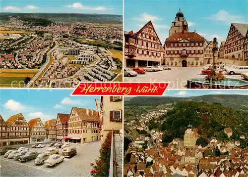 AK / Ansichtskarte Herrenberg_Wuerttemberg Stadtansichten Luftbild Altstadt Fachwerkhaeuser Brunnen Herrenberg Wuerttemberg