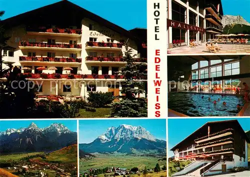 AK / Ansichtskarte Lermoos_Tirol_AT Hotel Edelweiss Hallenbad Landschaftspanorama Alpen Wettersteingebirge 