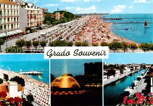 AK / Ansichtskarte Grado_Gorizia_IT Uferstrasse Strand Kanal Springbrunnen bei Nacht 