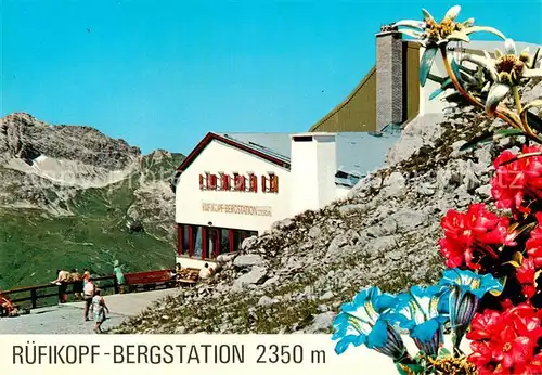 AK / Ansichtskarte Lech_Vorarlberg Ruefikopf Bergstation Panorama Restaurant Alpenflora Lech Vorarlberg