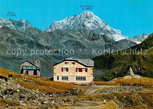 AK / Ansichtskarte Passo_Gavia_2652m_dello_Stelvio_Stilfserjochpass_IT Rifugio Berni Chiesetta e Monument agli Alpini 