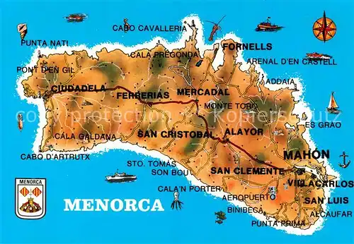 AK / Ansichtskarte Menorca_Islas_Baleares_ES Landkarte Insel 