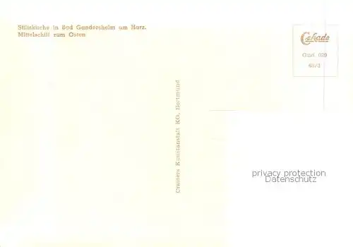 AK / Ansichtskarte Bad_Gandersheim Stiftskirche Mittelschiff Bad_Gandersheim