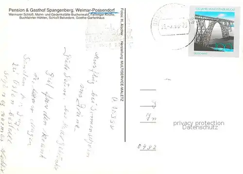 AK / Ansichtskarte Possendorf_Weimar Weimarer Schloss Mahn und Gedenkstaette Feininger Kirche Buchfahrter Hoehlen Schloss Belvedere Goethe Gartenhaus Possendorf Weimar