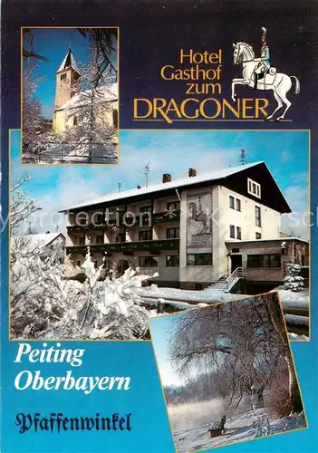 AK / Ansichtskarte Peiting Pfaffenwinkel Hotel Gasthof zum Dragoner Kirche Peiting