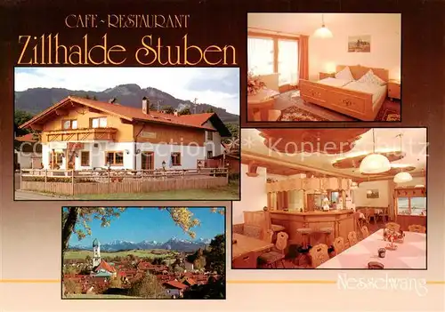 AK / Ansichtskarte Nesselwang Cafe Restaurant Zillhalde Stuben Gaststube Zimmer Panorama Nesselwang