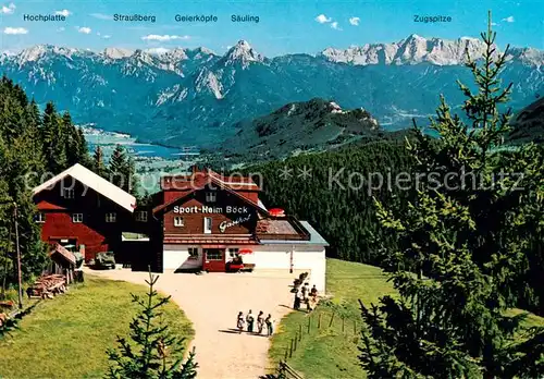 AK / Ansichtskarte Nesselwang Sportheim Boeck mit Allgaeuer Alpenblick Nesselwang