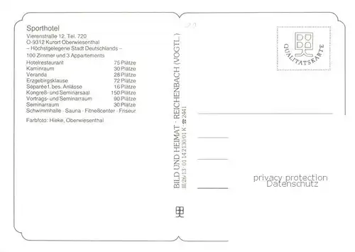 AK / Ansichtskarte Oberwiesenthal_Erzgebirge Sporthotel Oberwiesenthal Erzgebirge