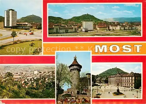 AK / Ansichtskarte Most_Bruex_Czechia Hotel Luna Sidliste pod Hnevinem Celkovy pohled Rozhledna na Hnevine Namesti 