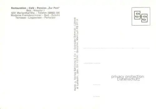 AK / Ansichtskarte Marienthal_Ahr Restauration Cafe Pension Zur Post Fliegeraufnahme Marienthal Ahr