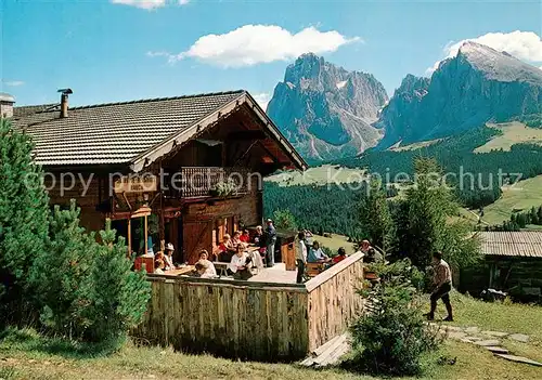AK / Ansichtskarte Seiseralm_Alpe_di_Siusi_Trentino_IT Skihuette Rauch Terrasse 
