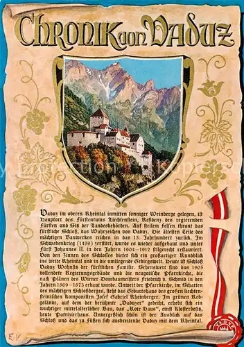 AK / Ansichtskarte Vaduz_Liechtenstein_FL Schloss Chronik 