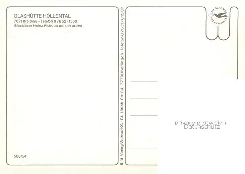 AK / Ansichtskarte Breitnau Glashuette Hoellental Glasblaeser Heinz Pichotta Ausstellungsraum Ravennabruecke Breitnau
