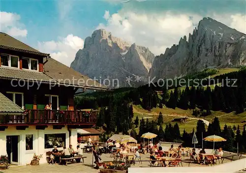 AK / Ansichtskarte Seiseralm_Alpe_di_Siusi_Trentino_IT Hotel Saltria Freiterrasse Panorama 