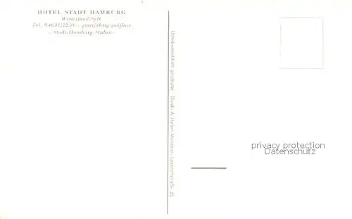 AK / Ansichtskarte Westerland_Sylt Hotel Stadt Hamburg Rezeption Stadt Hamburg Stuben Westerland_Sylt