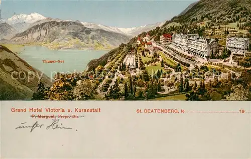 AK / Ansichtskarte St_Beatenberg_BE Thuner See u. Grand Hotel Victoria u. Kuranstalt 