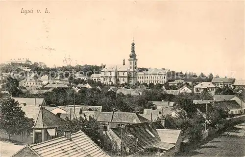 AK / Ansichtskarte Lysa__nad_Labem_Lissa_Elbe_CZ Teilansicht m. Kirche 