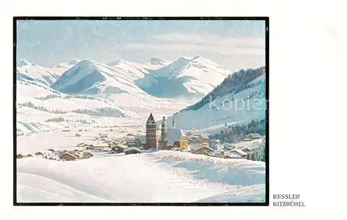 AK / Ansichtskarte Kitzbuehel_Tirol_AT Gesamtansicht Kuenstlerkarte Kessler 