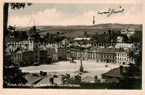 AK / Ansichtskarte Fulnek A. H. Platz m. Rathaus Fulnek