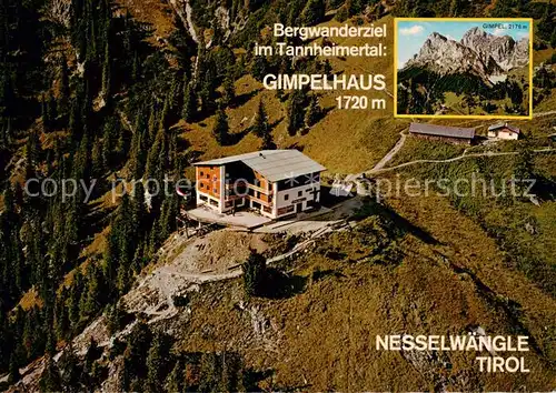 AK / Ansichtskarte Nesselwaengle_Tirol_AT Gimpelhaus mit Gimpel Fliegeraufnahme 
