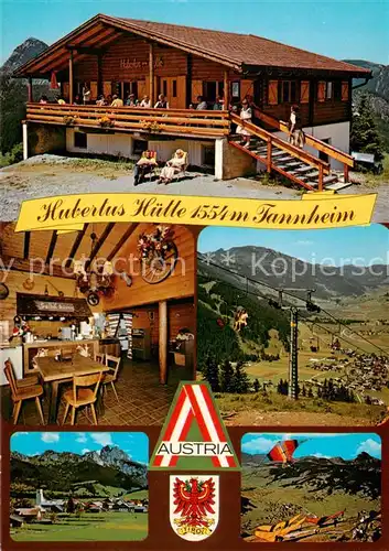 AK / Ansichtskarte Tannheim_Tirol_AT Hubertus Huette Gaststube Mittelstation des Sesselliftes zum Neunerkoepfle Drachenflieger 