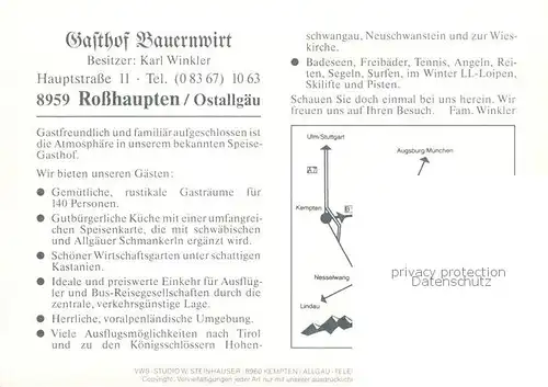 AK / Ansichtskarte Rosshaupten_Forggensee Gasthof Bauernwirt Gaststuben Garten  Rosshaupten Forggensee