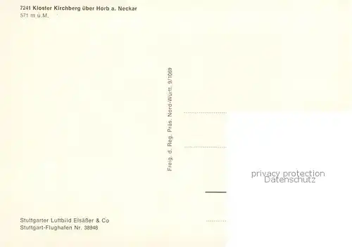 AK / Ansichtskarte Horb_Neckar Kloster Kirchberg Fliegeraufnahme Horb Neckar